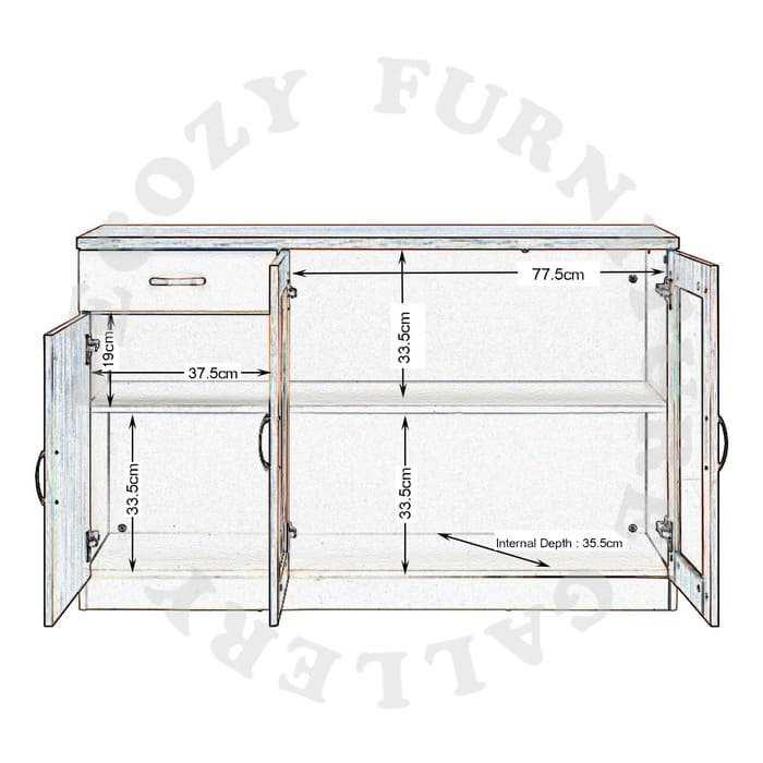 The dimension and internal compartment for Sideboards / Buffet Hutch or Children Chest of Drawers