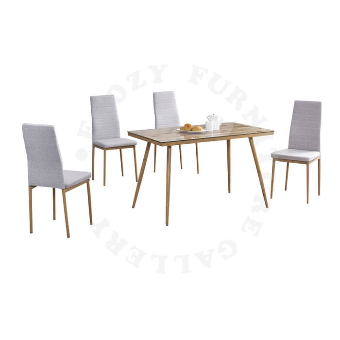 The Tempered Glass Dining Set that comprises a Tempered Glass Dining Table and 4 Chairs