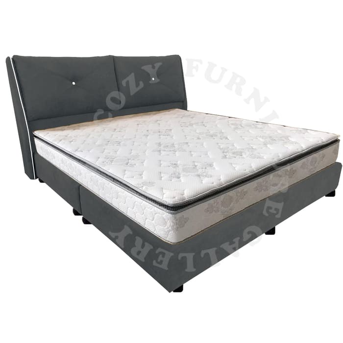 Gray Black Colour Fabric Divan Bedframe come with comfortable and cushioned headboard