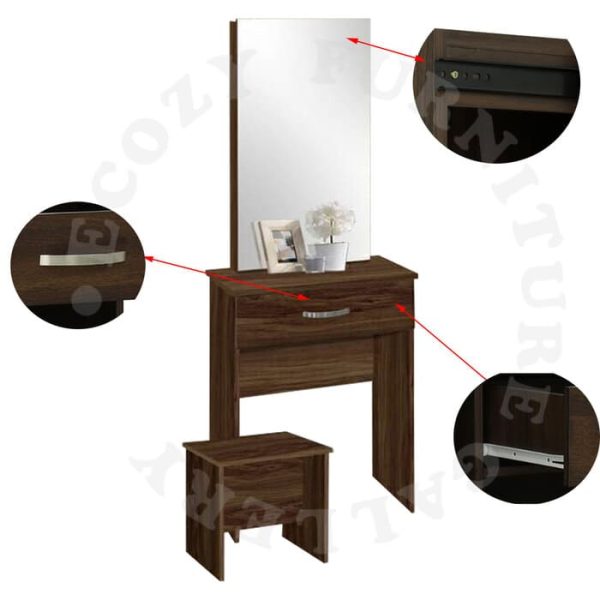 Walnut Dressing Table with Stool for Bedroom