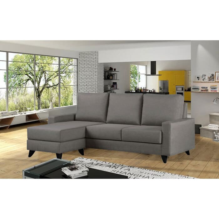 Grey Colour L-Shape Fabric Sofa Set fits for living room