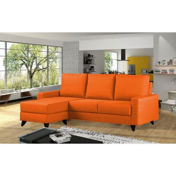 Orange Colour L-Shape Fabric Sofa Set fits for living room