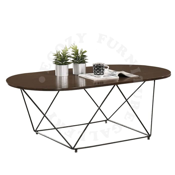 Wooden Top Coffee Table come with black metal leg for Living Room