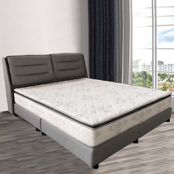 Dark Grey Colour Fabric Divan Bedframe come with puffy and cushioned headboard