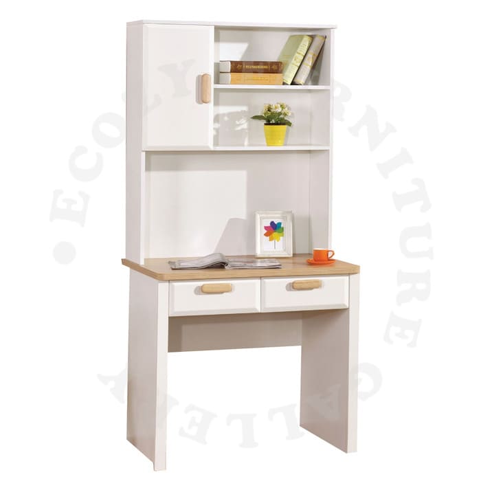 Two-tone Colour Study Table with Top Shelves