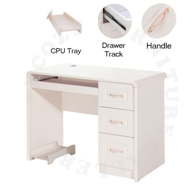 Ivory Colour Study / Computer Table with CPU Tray and drawers