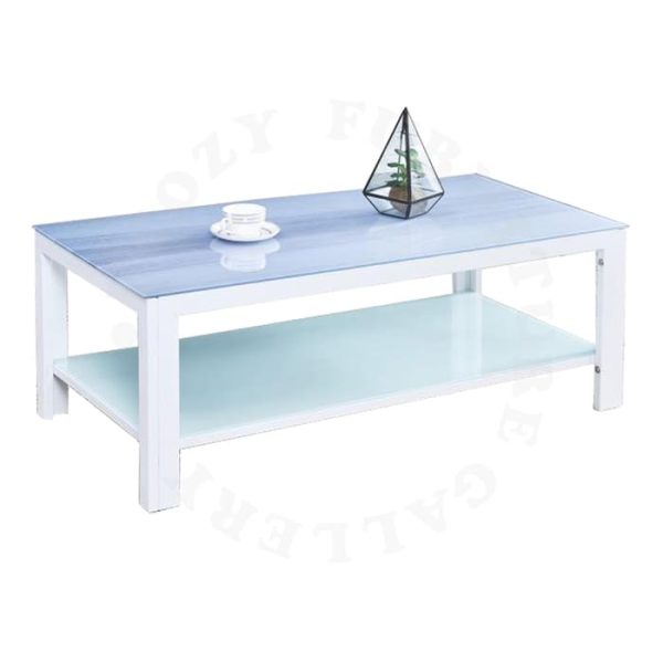 White Tempered Glass Top Coffee Table for Living Room