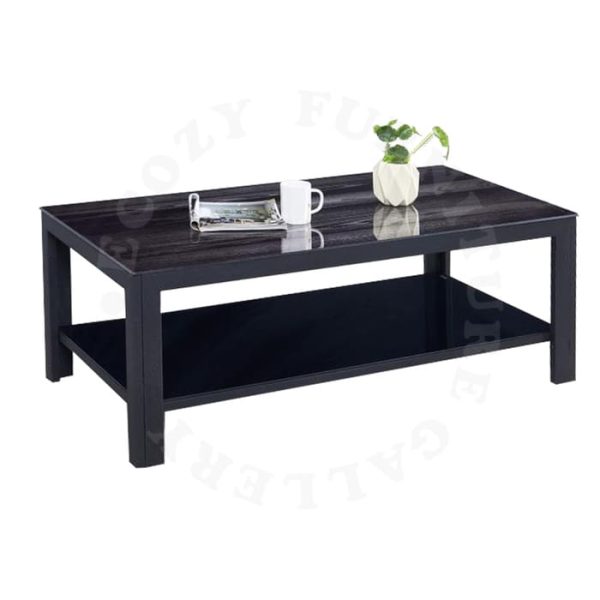 Black Tempered Glass Top Coffee Table for Living Room