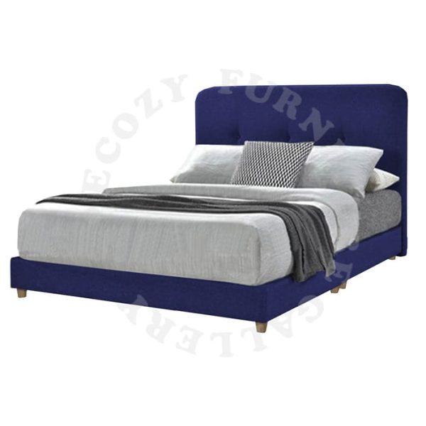 Blue Fabric Divan Bedframe come with wooden leg