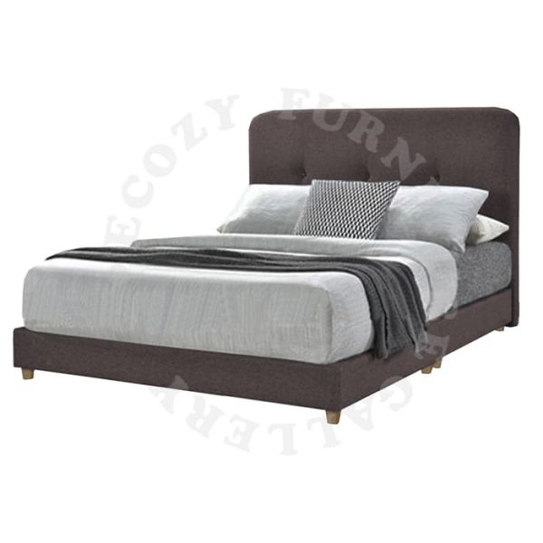 Brown Fabric Divan Bedframe come with wooden leg