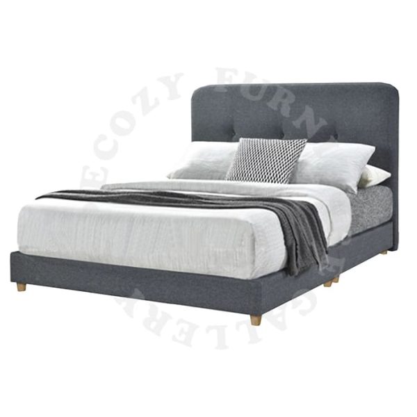 Grey Fabric Divan Bedframe come with wooden leg