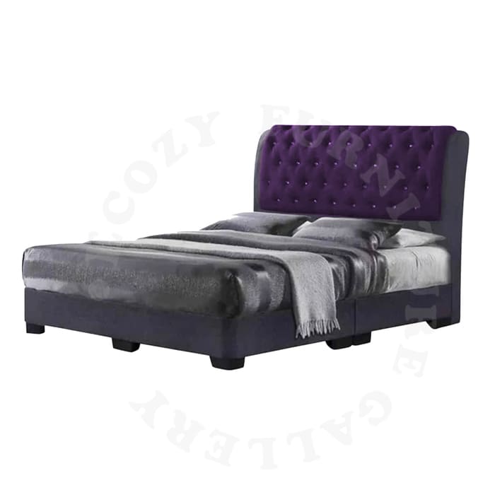 Fabric Divan Bedframe come with black leg and elegant headboard design