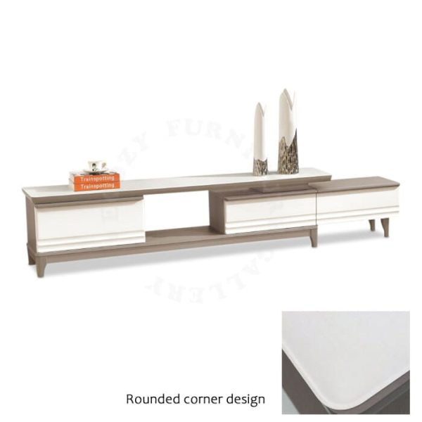 Tempered Glass Extendable TV Console with more storage cabinet or drawers fit for living room