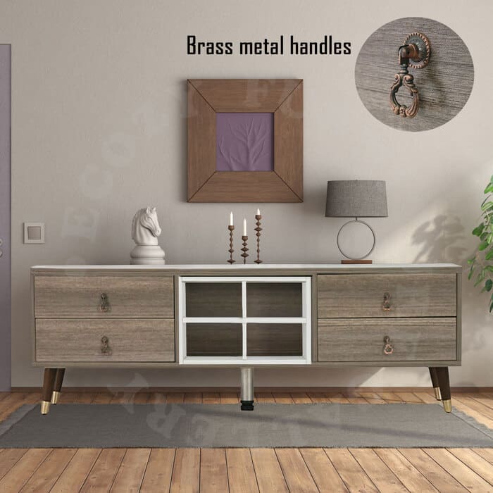 Wooden Texture Furnishing Wooden TV Console come with Removable compartment storage