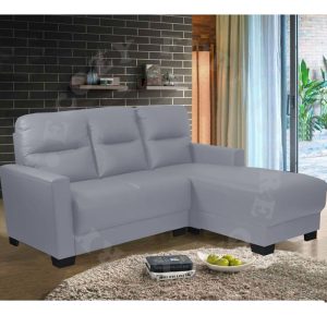 Light Grey Colour L-Shape Leather Sofa Set for living room