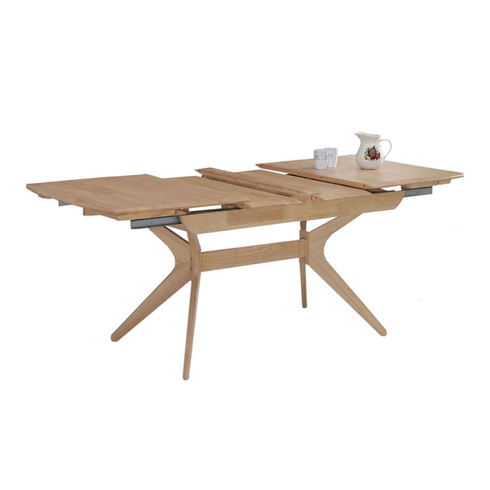 Solid wooden extendable dining table expands from middle