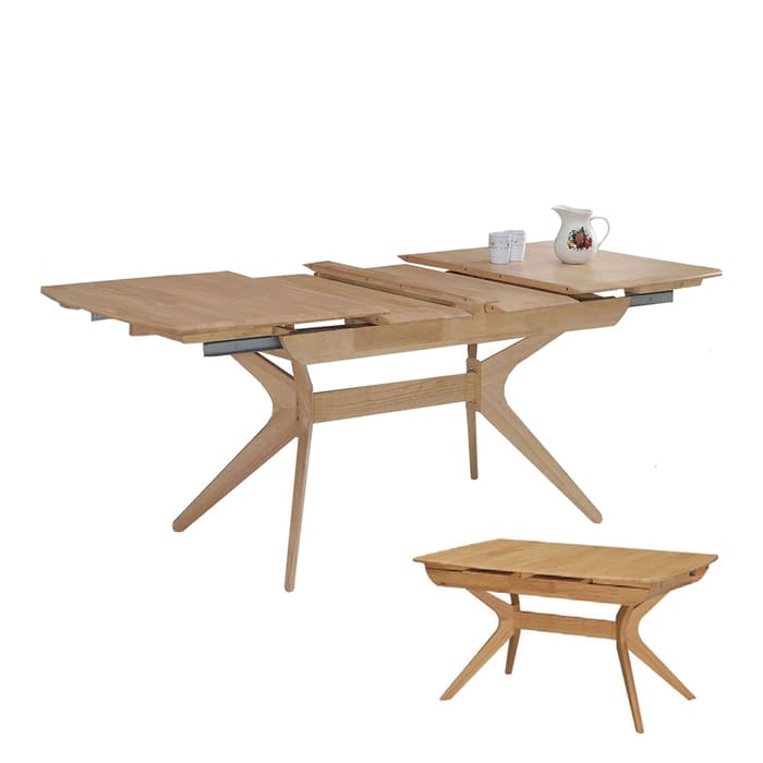 The Design of Solid wooden extendable dining table expands from middle