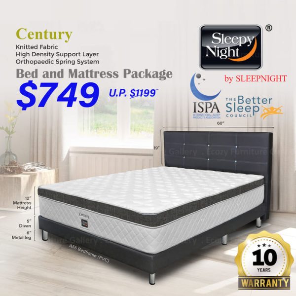 Branded Mattress Sleepy Night Bed Frame Mattress Set come with divan bedframe