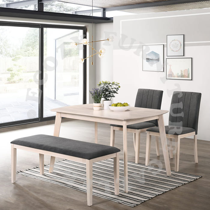 Wooden Dining Set for Dining Room comprises a Wooden Table , a Bench and 2 Chairs