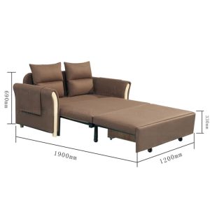 Dimension of Brown Fabric Sofa bed / Recliner Sofa with hidden storage