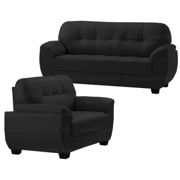 Black Colour 3 + 2 Seaters Faux Leather sofa for living room