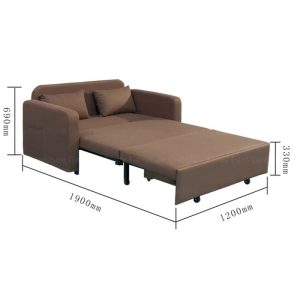 Dimension of Brown Fabric Sofa bed / Recliner Sofa with hidden storage