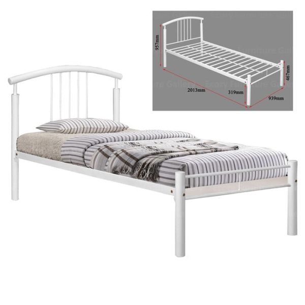 Structure and dimension of Elegant White Metal Bedframe