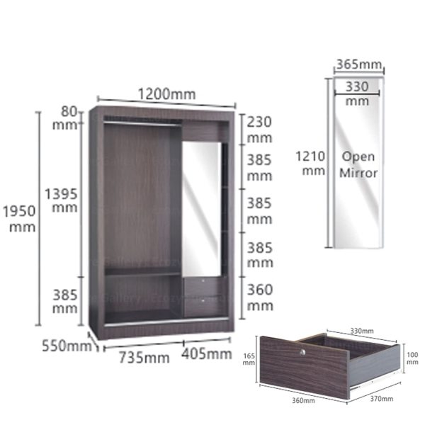 the Sliding Door Wardrobe come with the open mirror and small drawers with lock