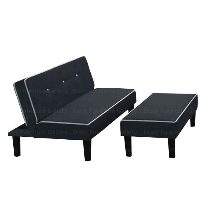 Black Fabric Fabric Sofa Bed / Recliner Sofa come with separate ottoman for living room