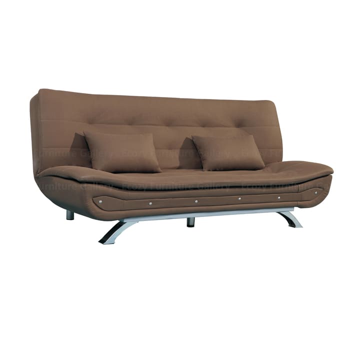 Brown Fabric Sofa Bed / Recliner Sofa converts quickly and easily into a bed