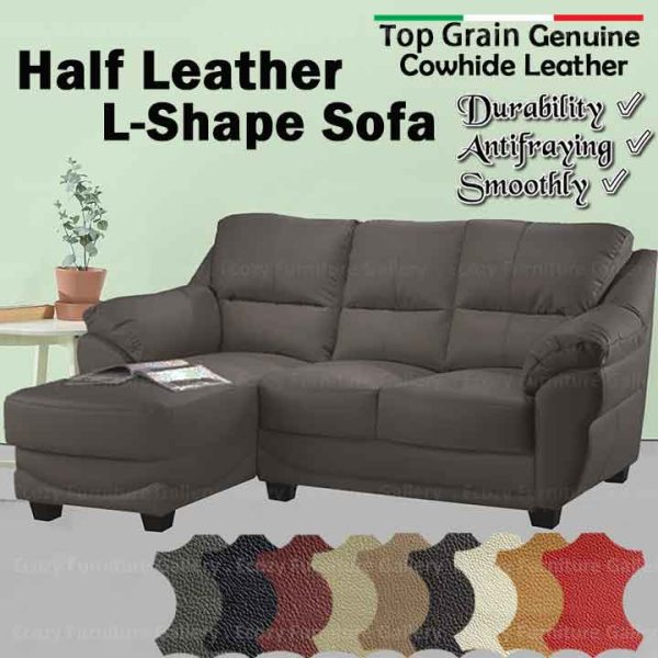 Half Leather / Genuine Leather Sofa for Living Room