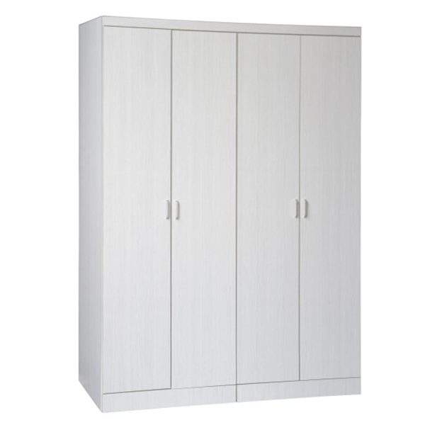 4 panel of swing door wardrobe come with the silver metal handle