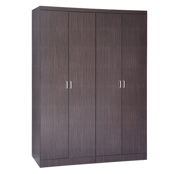 4 panel of swing door wardrobe come with the silver metal handle