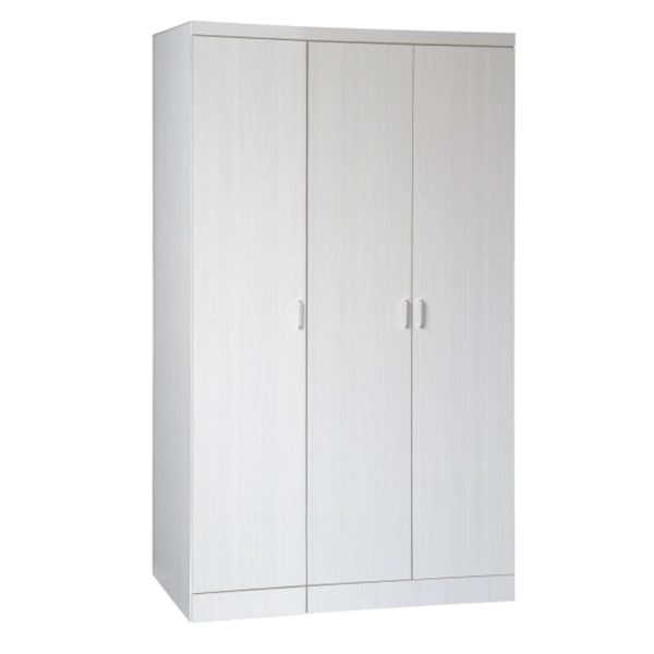 3 panel of swing door wardrobe come with the silver metal handle