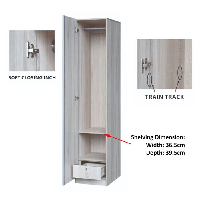 The Internal Compartment of Single Swing Door Wardrobe