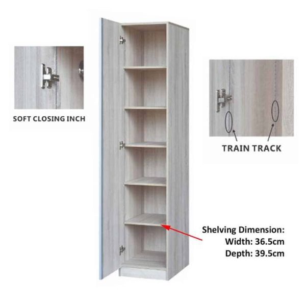 The Internal Compartment of Single Swing Door Wardrobe or cabinet