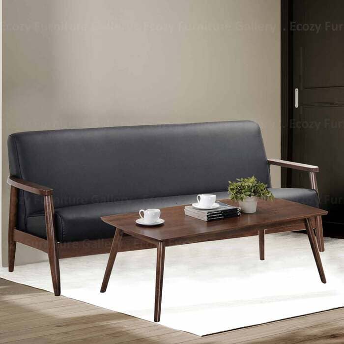 Wenge Wooden Sofa with PU Soft Leather cushion