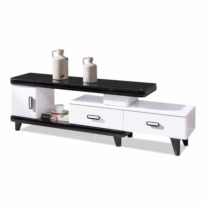 Extendable TV Console with Tempered Glass Top