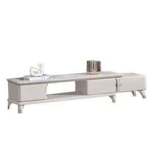Cultured Marble Extendable TV Console for Living Room