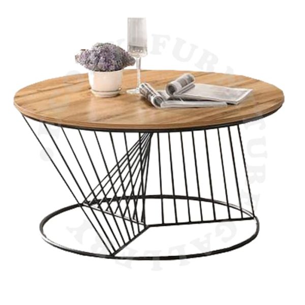 Round Wooden Coffee Table with metal leg fit for any living room styles