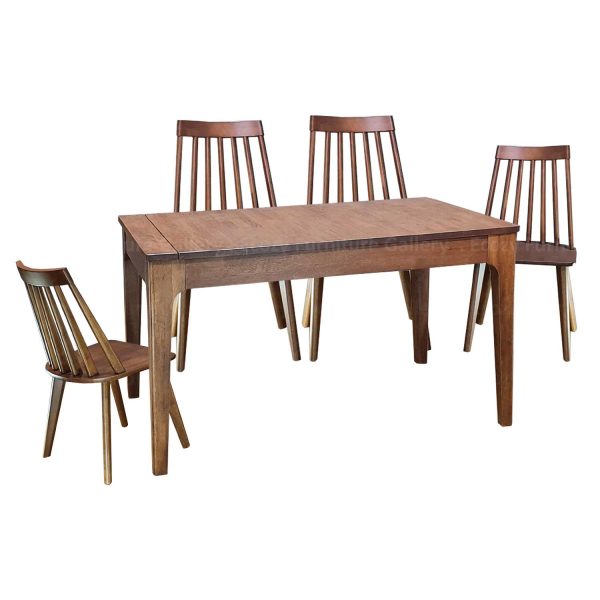 Extendable Wooden Dining Set comprises a Extendable Dining Table and 4 Chairs