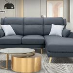 Showroom exclusive design grey color L-Shape fabric sofa