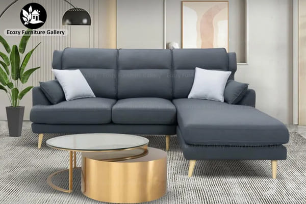 Showroom exclusive design grey color L-Shape fabric sofa