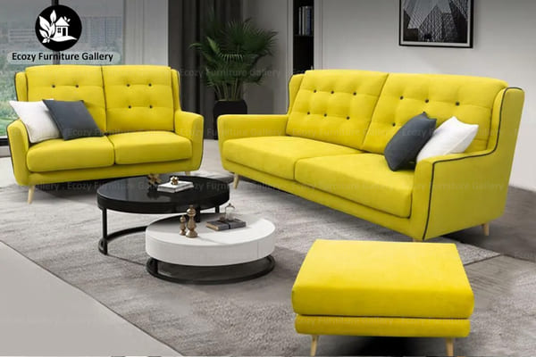 Showroom exclusive design 3 and 2 seater fabric sofa with ottoman