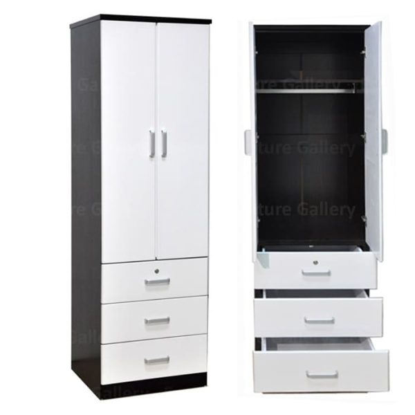 2 door swing door wardrobe with 3 drawers