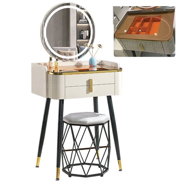 Modern concept dressing table with LED Light distributed on the mirror