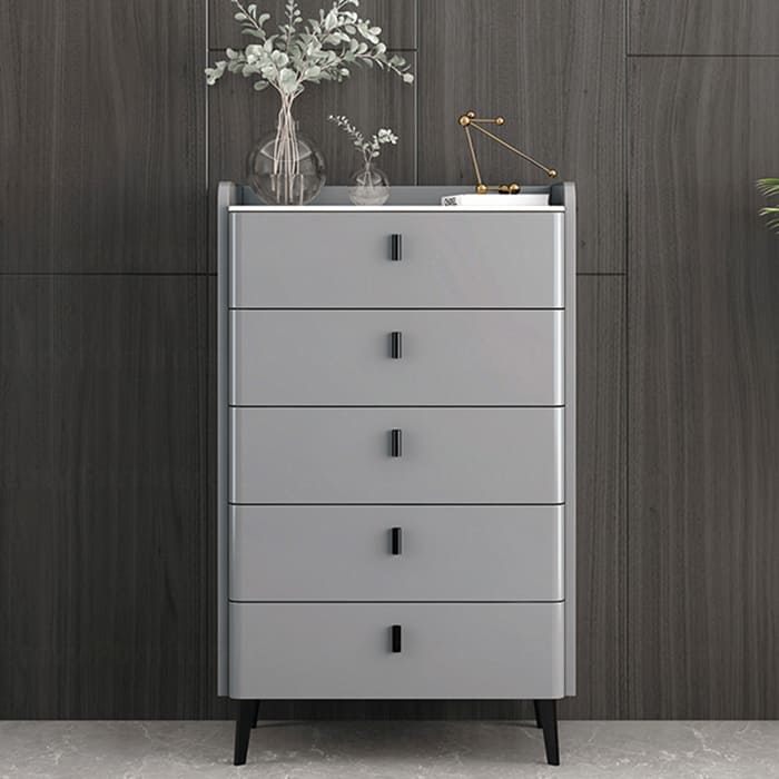 5-tier grey chest of drawer with sintered stone top surface