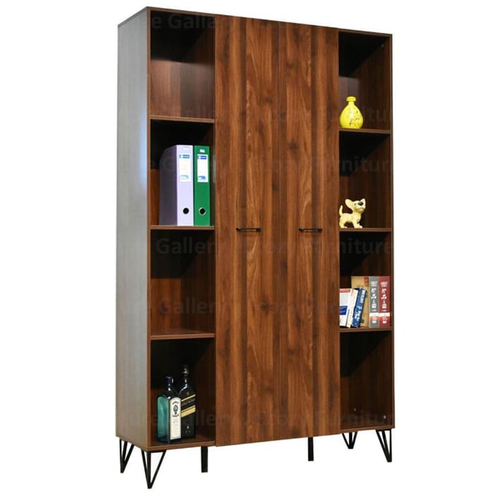 Walnut color of Display Cabinet with Metal Leg