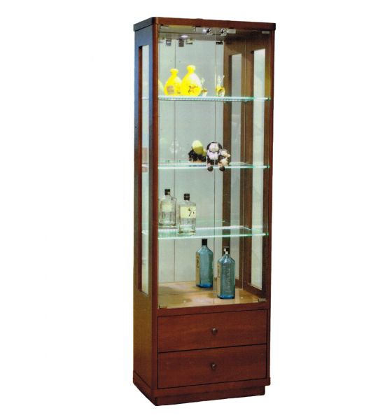 Walnut color of Display Cabinet with Glass door and Led Light