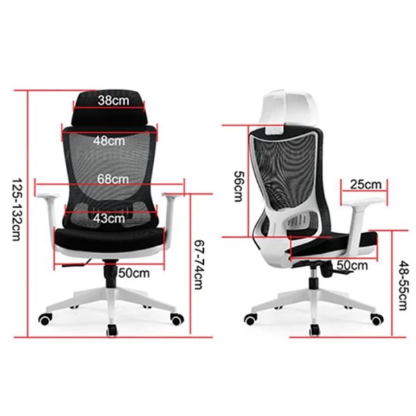 The detail dimension of high back office chair